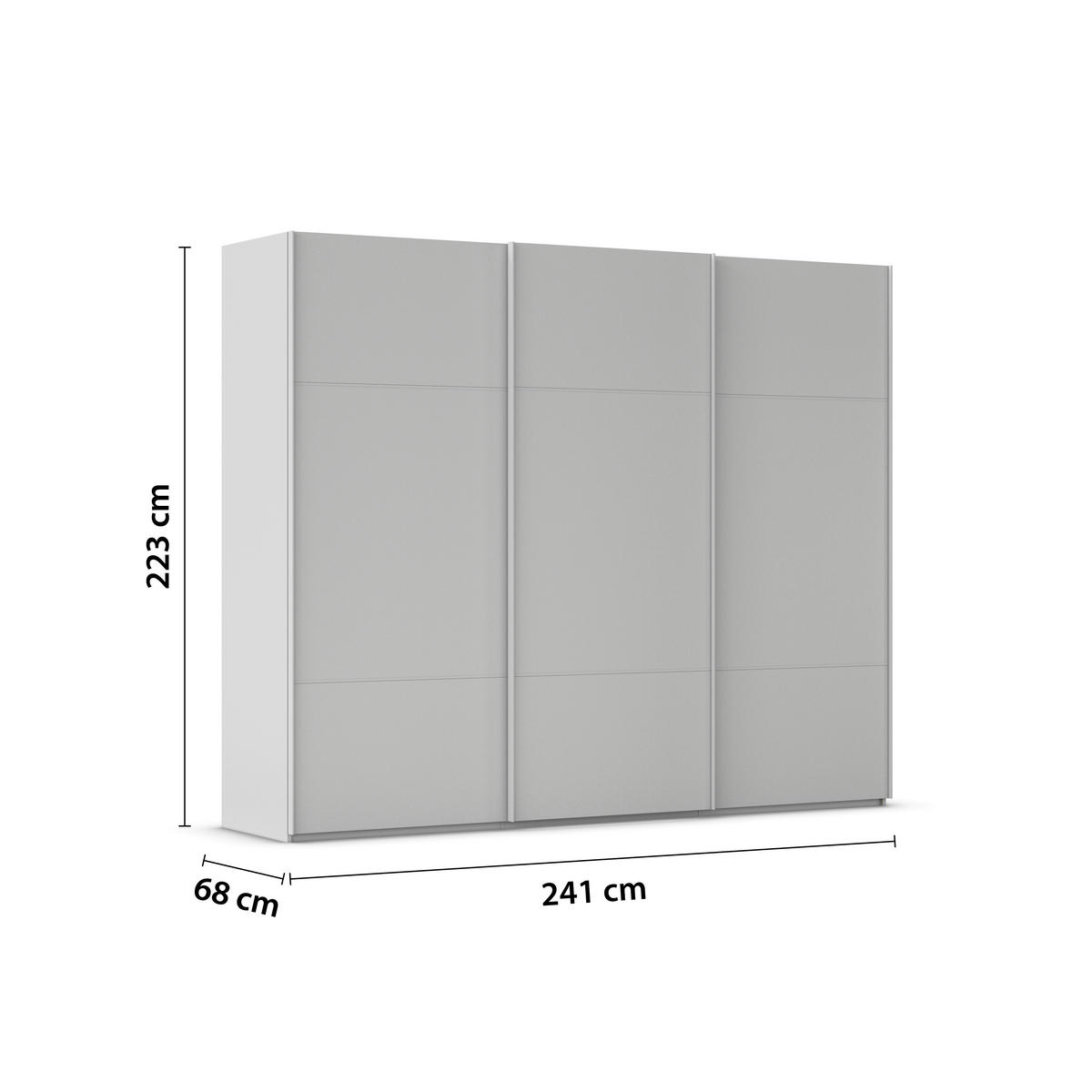 SCHWEBETÜRENSCHRANK in Grau  - Grau, Konventionell, Holzwerkstoff/Metall (242/223/68cm) - Novel