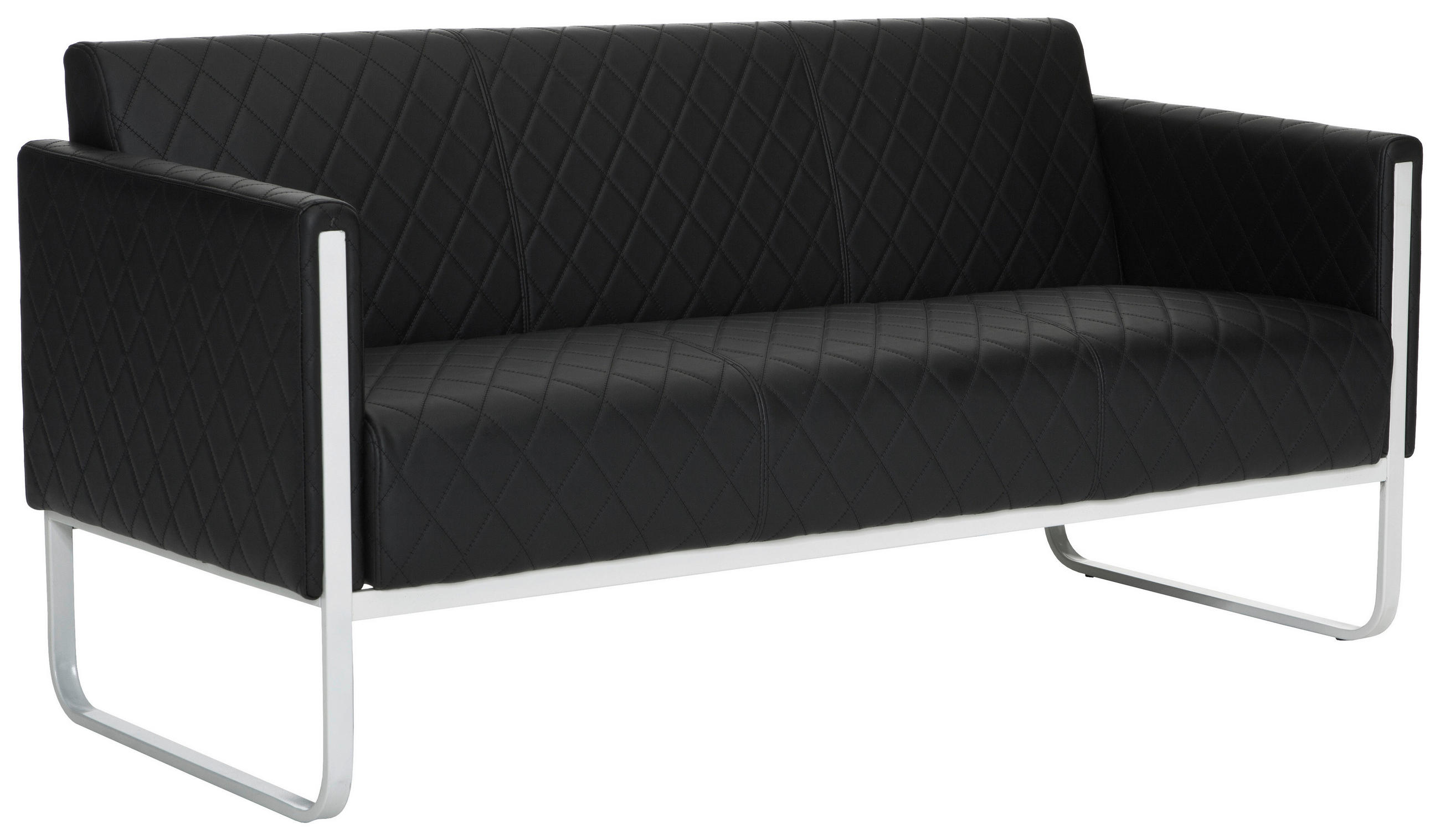 3-SITZER-SOFA Lederlook Schwarz, Hellgrau - Hellgrau/Schwarz, MODERN, Textil/Metall (159/78/71cm) - MID.YOU