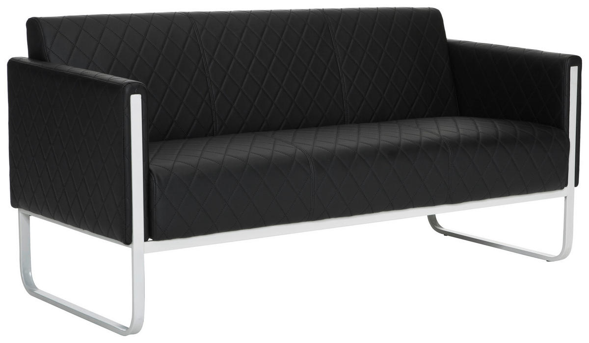 3-SITZER-SOFA Lederlook Schwarz, Hellgrau  - Hellgrau/Schwarz, MODERN, Textil/Metall (159/78/71cm) - MID.YOU