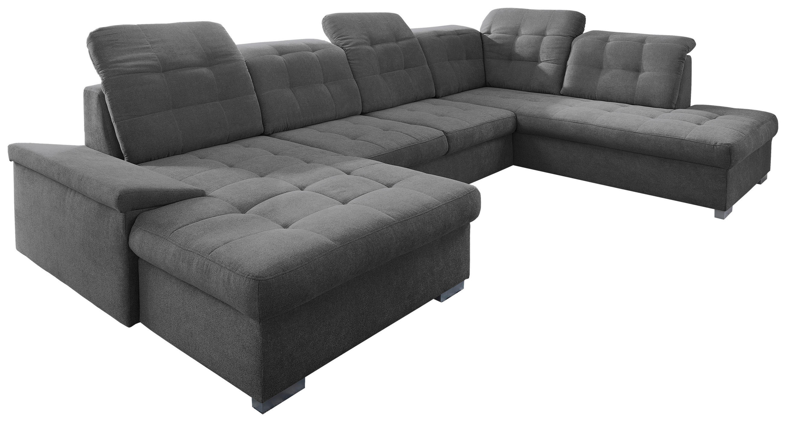 WOHNLANDSCHAFT Anthrazit Mikrofaser  - Chromfarben/Anthrazit, Design, Holz/Kunststoff (169/330/212cm) - Livetastic