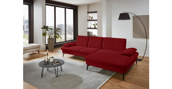 ECKSOFA in Chenille, Mikrofaser Bordeaux  299/157 cm  - Bordeaux/Schwarz, Design, Textil/Metall (299/157cm) - Dieter Knoll