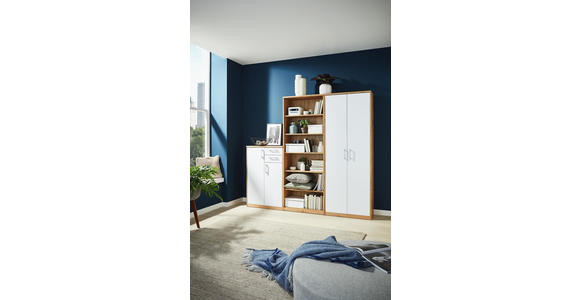 MEHRZWECKSCHRANK in Weiß, Eichefarben - Eichefarben/Silberfarben, KONVENTIONELL, Holzwerkstoff/Kunststoff (72/194/36cm) - Xora