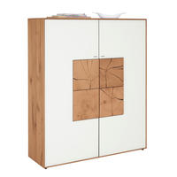 HIGHBOARD Lago  in 117/138/39 cm  - Weiß, Natur, Glas/Holz (117/138/39cm) - Valnatura