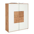 HIGHBOARD Lago in 117/138/39 cm - Weiß, Natur, Glas/Holz (117/138/39cm) - Valnatura