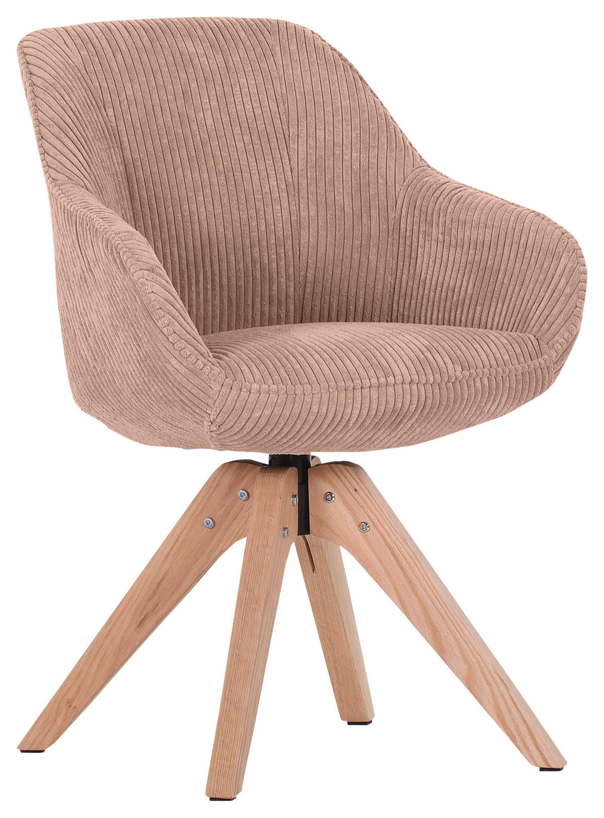 ARMLEHNSTUHL  in Cord  - Eichefarben/Rosa, LIFESTYLE, Holz/Textil (60/83/65cm) - home24