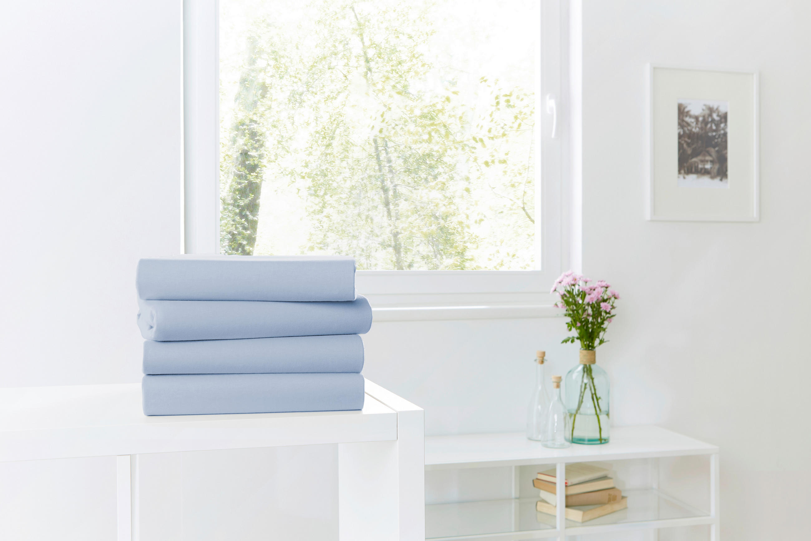 SPANNLEINTUCH 100/200 cm Jersey  - Hellblau, Basics, Textil (100/200cm)