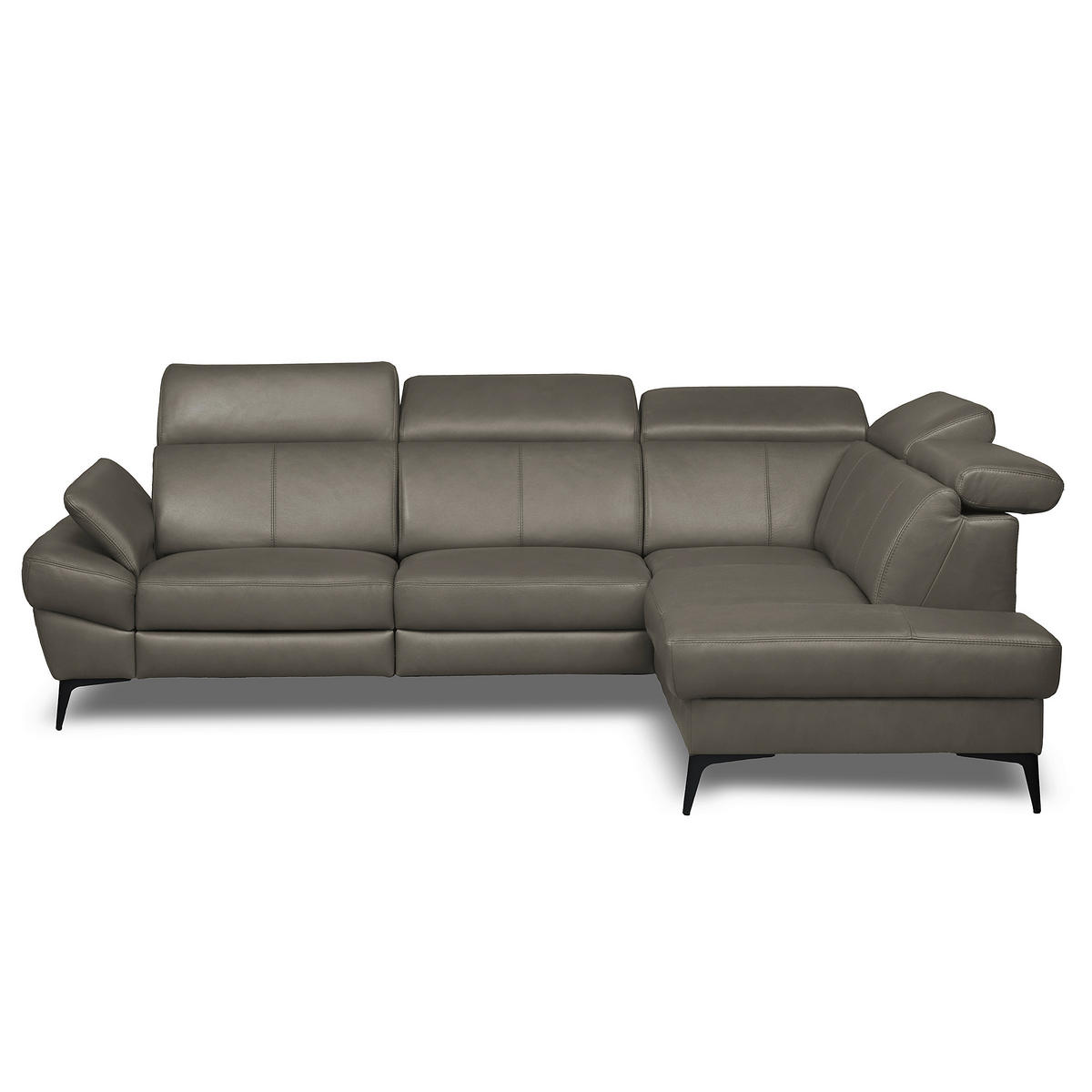 ECKSOFA Lederlook Echtleder Schlammfarben  - Schlammfarben/Schwarz, Design, Leder/Textil (264/211cm) - Livetastic