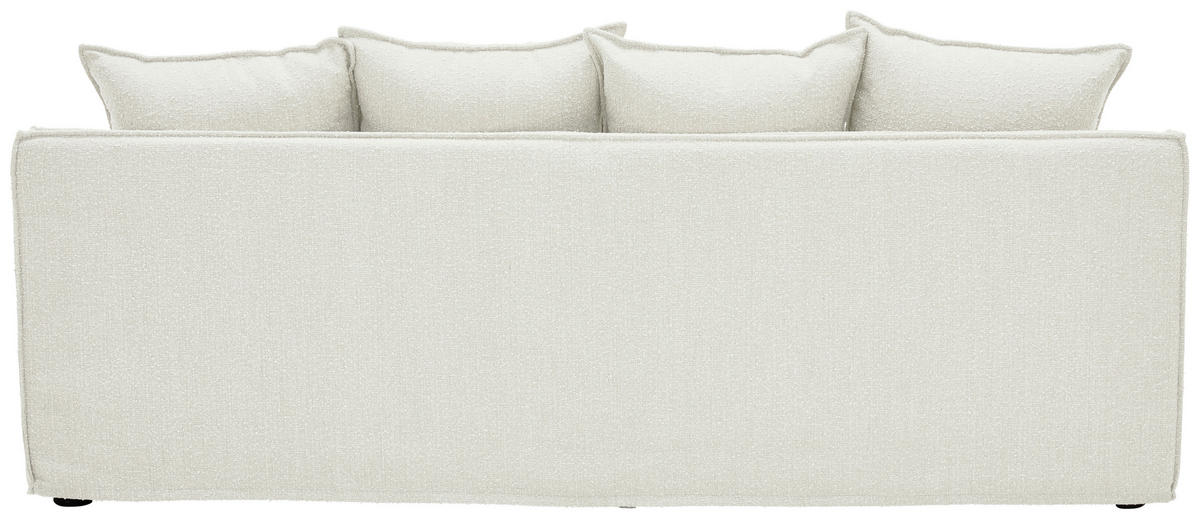 HUSSEN-3-SITZER-SOFA in Bouclé Weiss  - Weiss/Schwarz, Trend, Kunststoff/Textil (227/92/105cm) - Livetastic