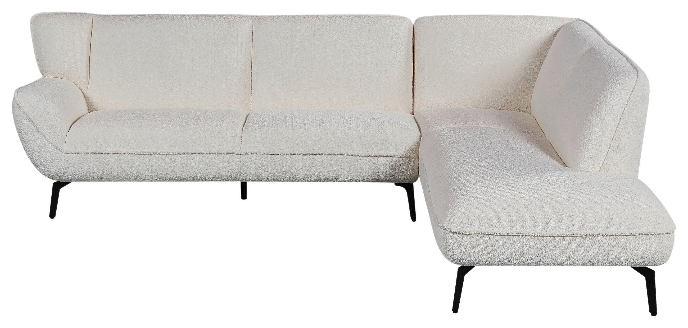 ECKSOFA Creme Bouclé  - Creme/Schwarz, MODERN, Textil/Metall (200/175cm) - MID.YOU