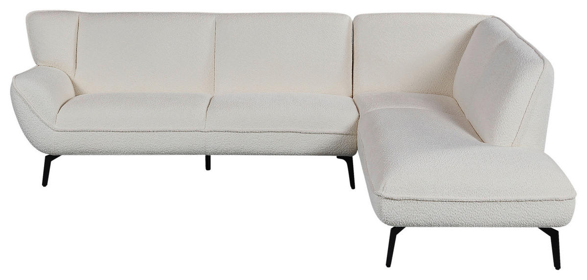 ECKSOFA Creme Bouclé  - Creme/Schwarz, MODERN, Textil/Metall (200/175cm) - MID.YOU