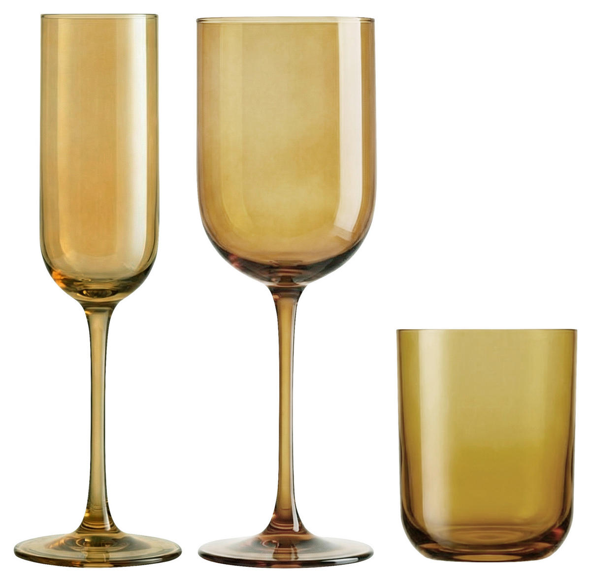 GLÄSERSET 12-teilig  - Hellbraun, Design, Glas - Novel