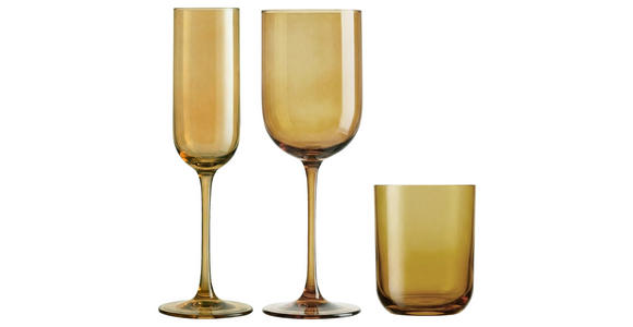 GLÄSERSET 12-teilig  - Hellbraun, Design, Glas - Novel