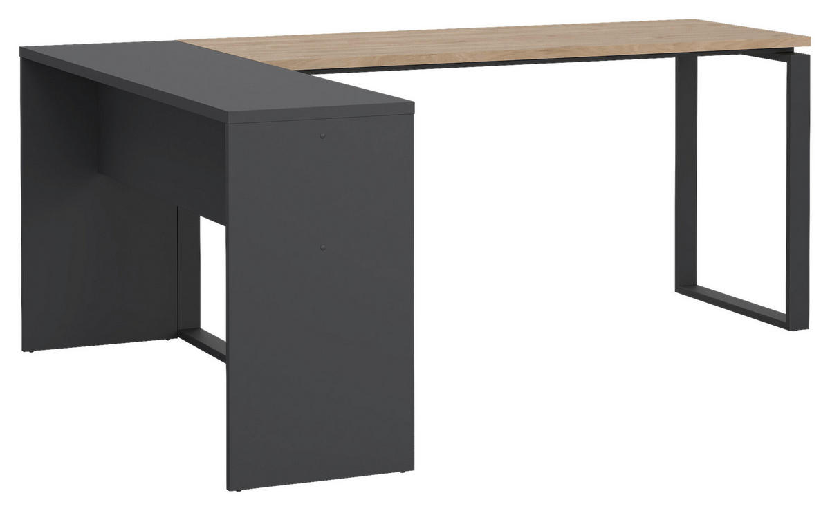 SCHREIBTISCHKOMBINATION Grau, Eichefarben  - Eichefarben/Grau, MODERN, Holzwerkstoff (160/100/75,6cm) - MID.YOU