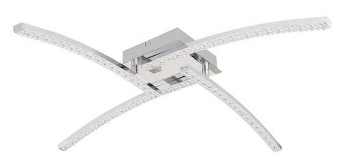 LED MENNYEZETI LÁMPA - krómszínű, Design, műanyag/fém (69/69/10.5cm)