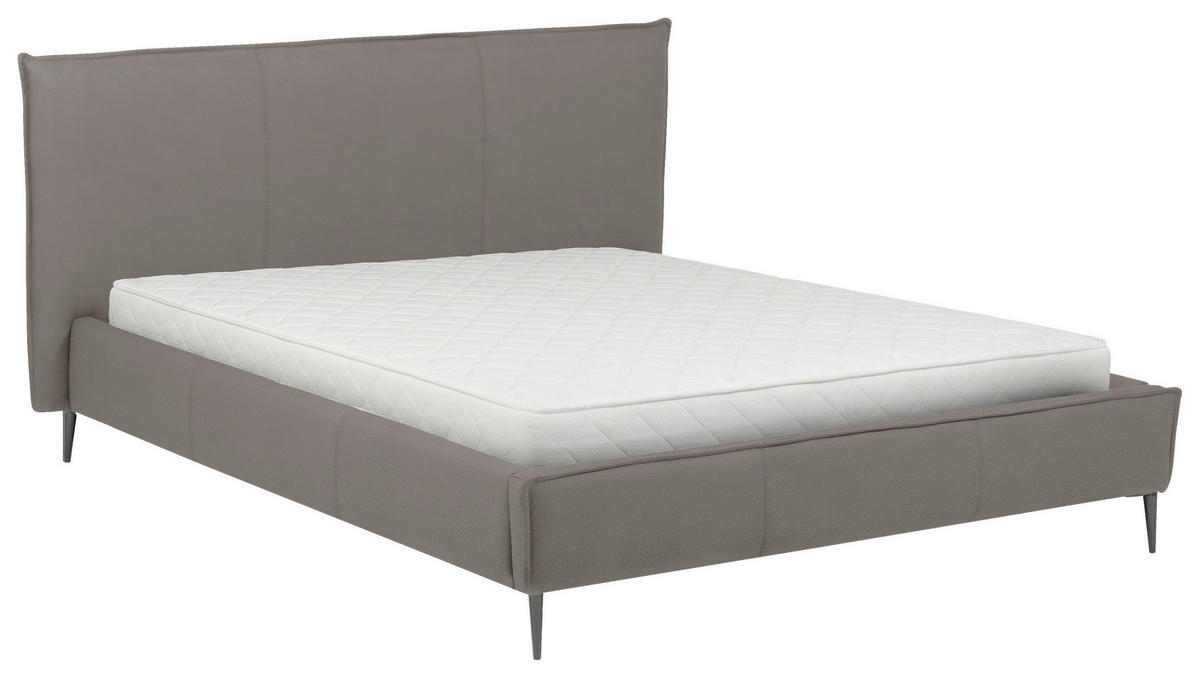 POLSTERBETT 200/200 cm,  in Grau, gepolstertes Kopfteil, Lattenrost, Bettkasten,  - Schwarzchrom/Grau, KONVENTIONELL, Leder/Holz (200/200cm) - Esposa