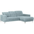 ECKSOFA in Webstoff Pastellblau  - Chromfarben/Pastellblau, Design, Textil/Metall (260/187cm) - Xora