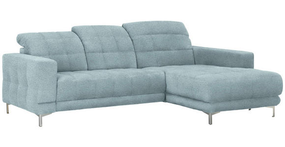 ECKSOFA in Webstoff Pastellblau  - Chromfarben/Pastellblau, Design, Textil/Metall (260/187cm) - Xora