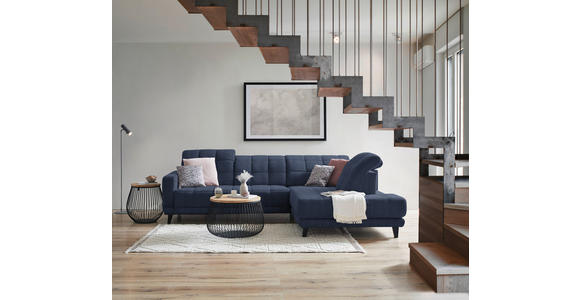 ECKSOFA in Webstoff Dunkelblau 302/216 cm - Schwarz/Dunkelblau, Design, Holz/Textil (302/216cm) - Xora