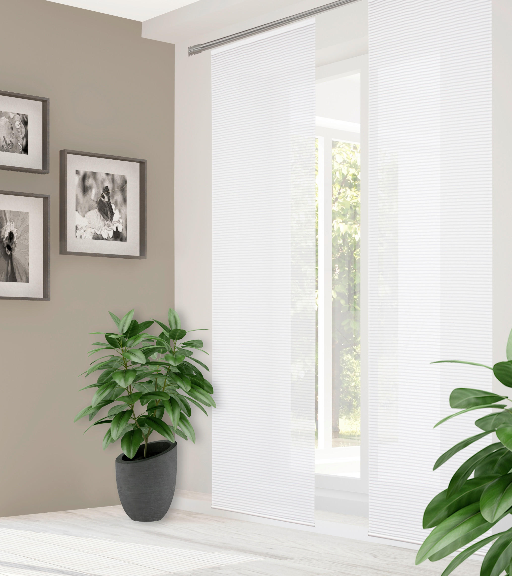 FLÄCHENVORHANG   halbtransparent   60/245 cm  - Weiß, Basics, Textil (60/245cm)