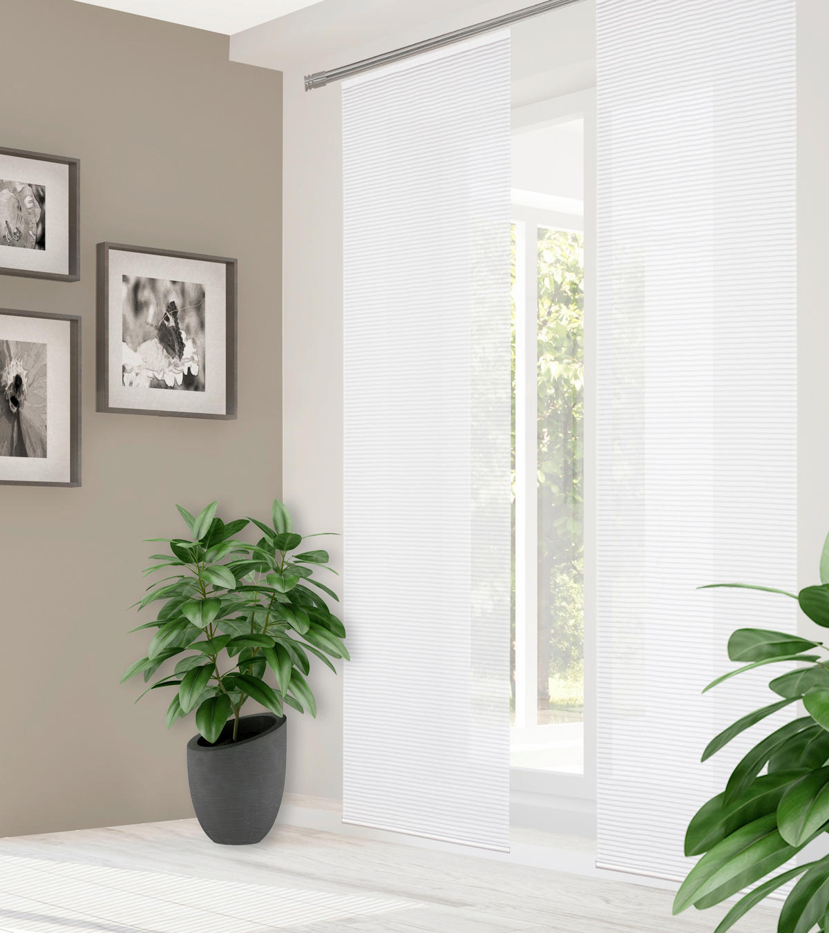 PANELOVÝ ZÁVĚS, 60/245 cm - bílá, Basics, textil (60/245cm)