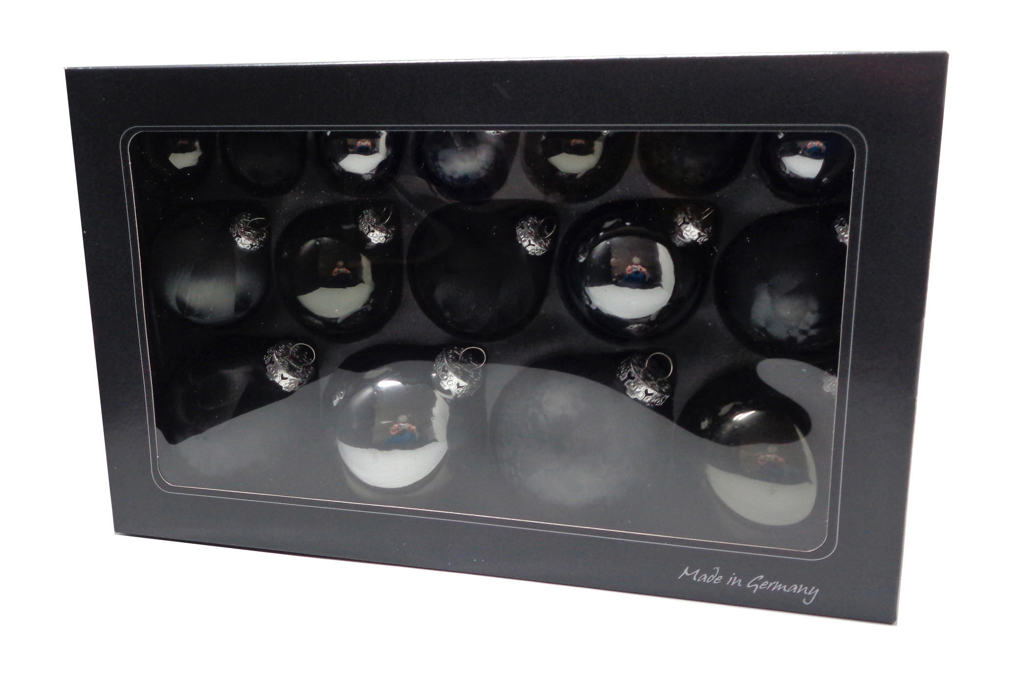 CHRISTBAUMKUGEL-SET 16-teilig  - Anthrazit/Schwarz, Basics, Glas (36/22,5cm)