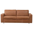 SCHLAFSOFA  in Echtleder Karamell  - Karamell/Schwarz, KONVENTIONELL, Leder/Kunststoff (198/84/98cm) - Novel