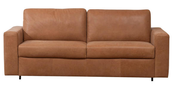 SCHLAFSOFA  in Echtleder Karamell  - Karamell/Schwarz, KONVENTIONELL, Leder/Kunststoff (198/84/98cm) - Novel