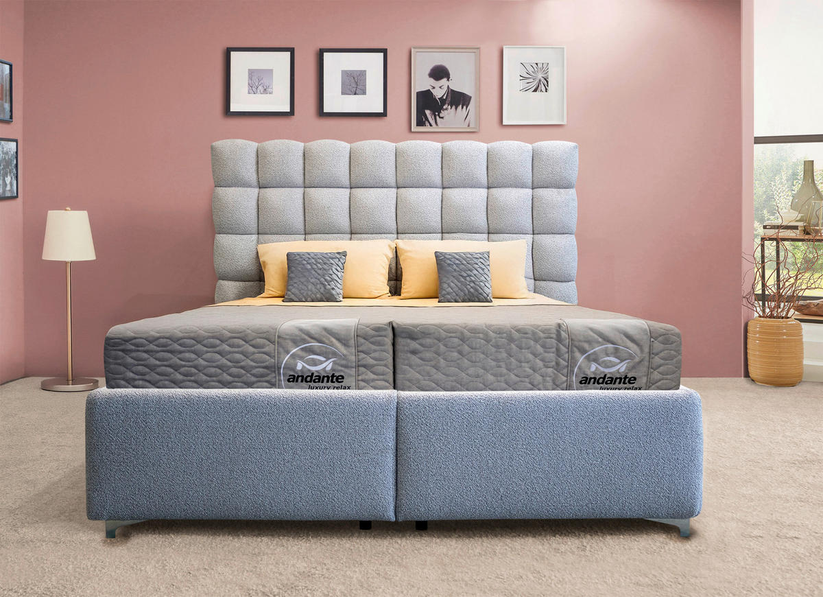 KÁRPITOZOTT ÁGY   - krómszínű, Basics, textil/fa (194/150/220cm) - Andante