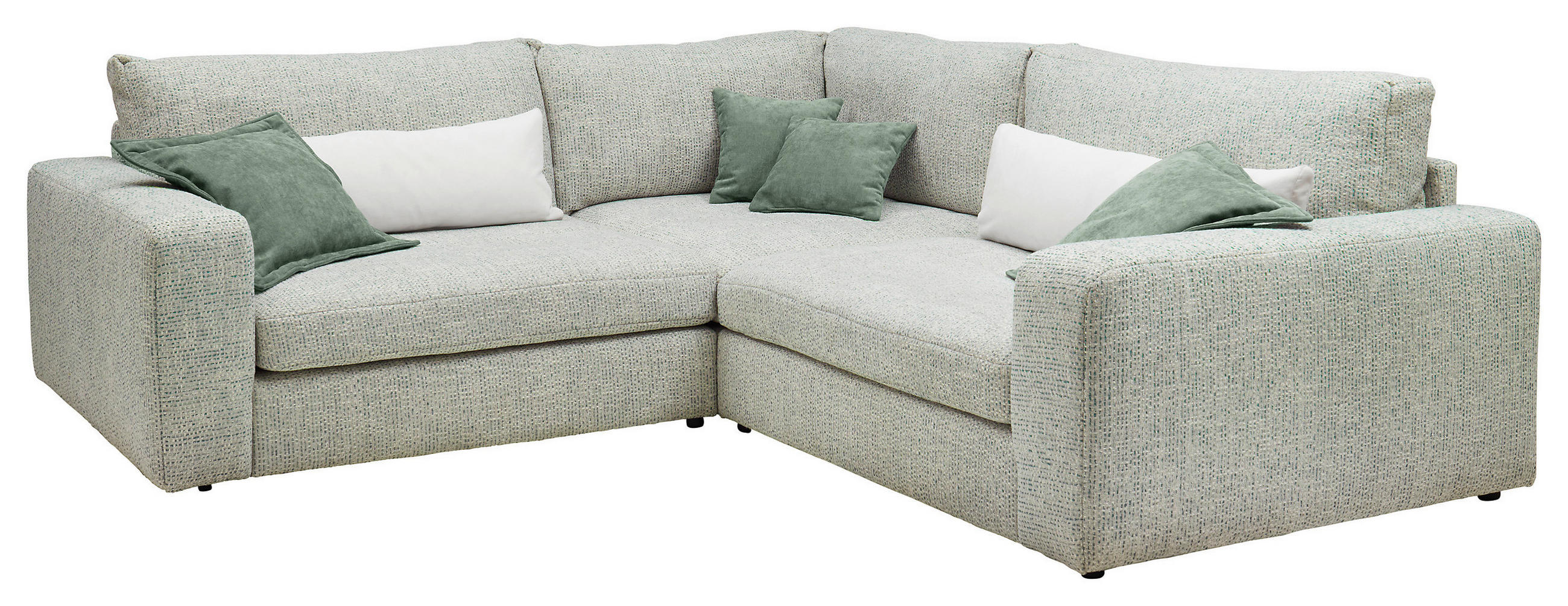 ECKSOFA 248/248 cm  in Chenille Mintgrün Zierkissen, Rückenkissen, Nierenkissen, Rücken echt  248/248 cm  - Dunkelgrün/Creme, KONVENTIONELL, Kunststoff/Textil (248/248cm) - Carryhome