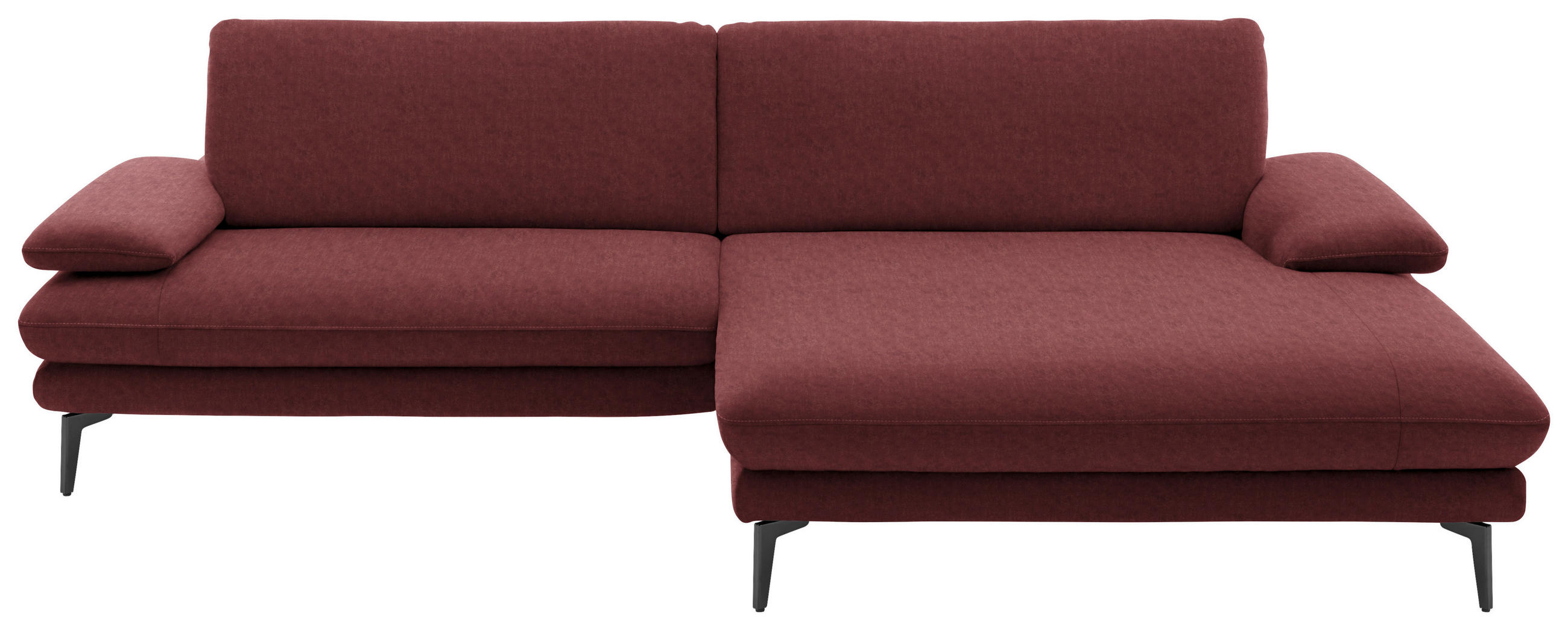 ECKSOFA in Velours Weinrot  - Weinrot/Schwarz, Design, Textil/Metall (284/184cm) - Dieter Knoll