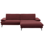 ECKSOFA  in Velours Weinrot  284/184 cm  - Weinrot/Schwarz, Design, Textil/Metall (284/184cm) - Dieter Knoll