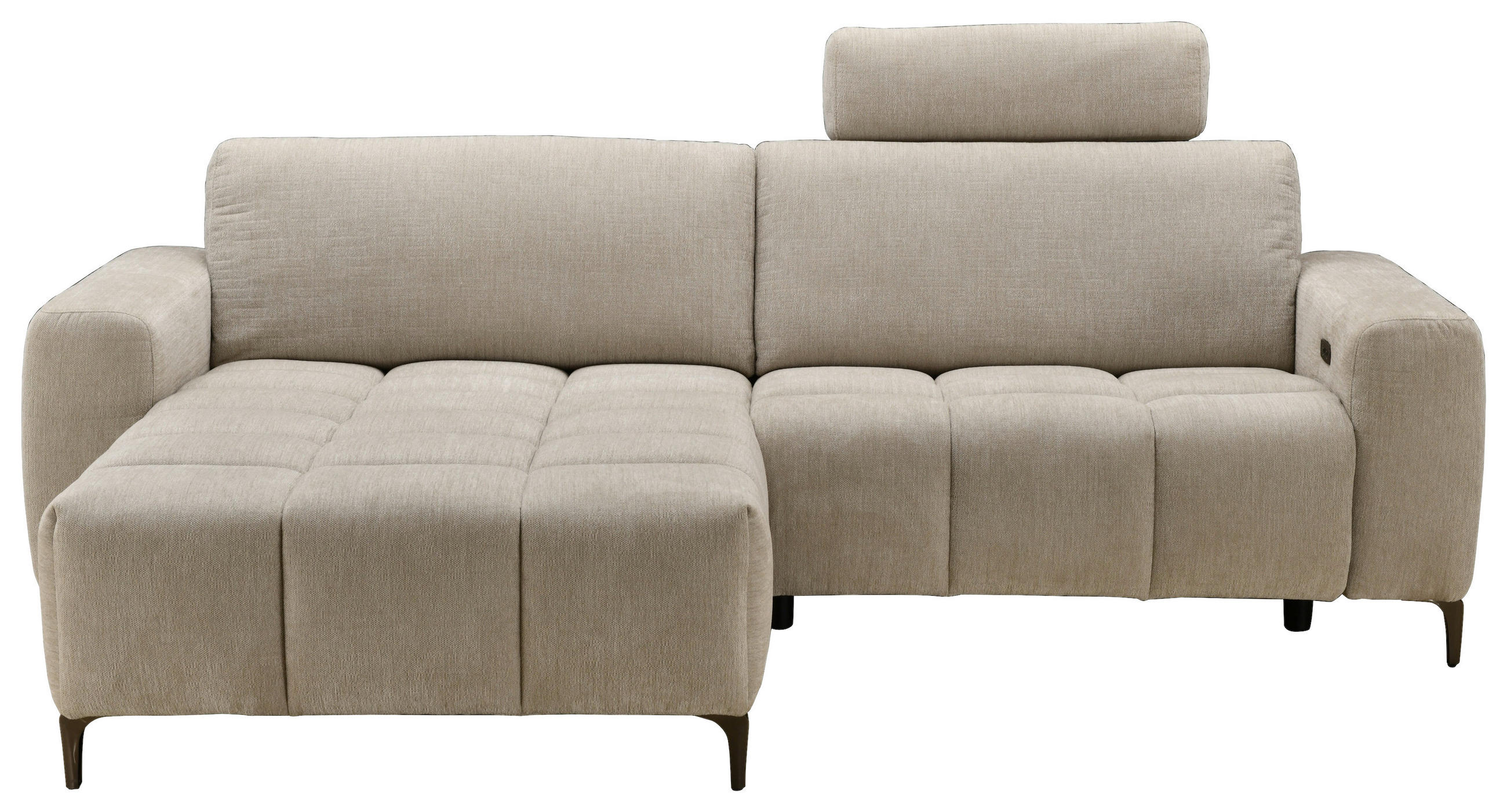 ECKSOFA Beige Chenille  - Beige/Schwarz, Design, Textil/Metall (165/246cm) - Carryhome