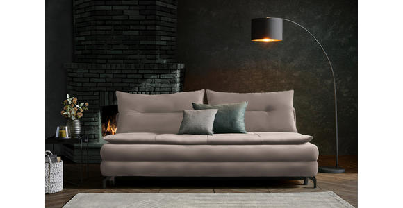 SCHLAFSOFA in Flachgewebe Hellgrau - Hellgrau/Schwarz, MODERN, Textil/Metall (208/73/92/102cm) - Novel