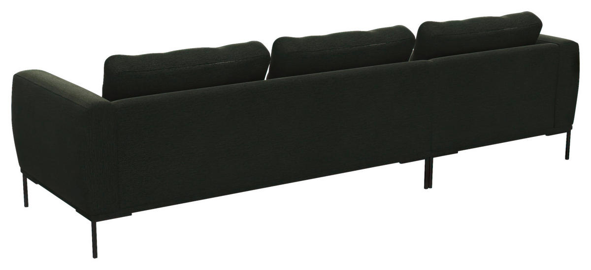 ECKSOFA Waldgrün Webstoff, Flachgewebe  - Waldgrün/Schwarz, Design, Textil/Metall (148/303cm) - Livetastic