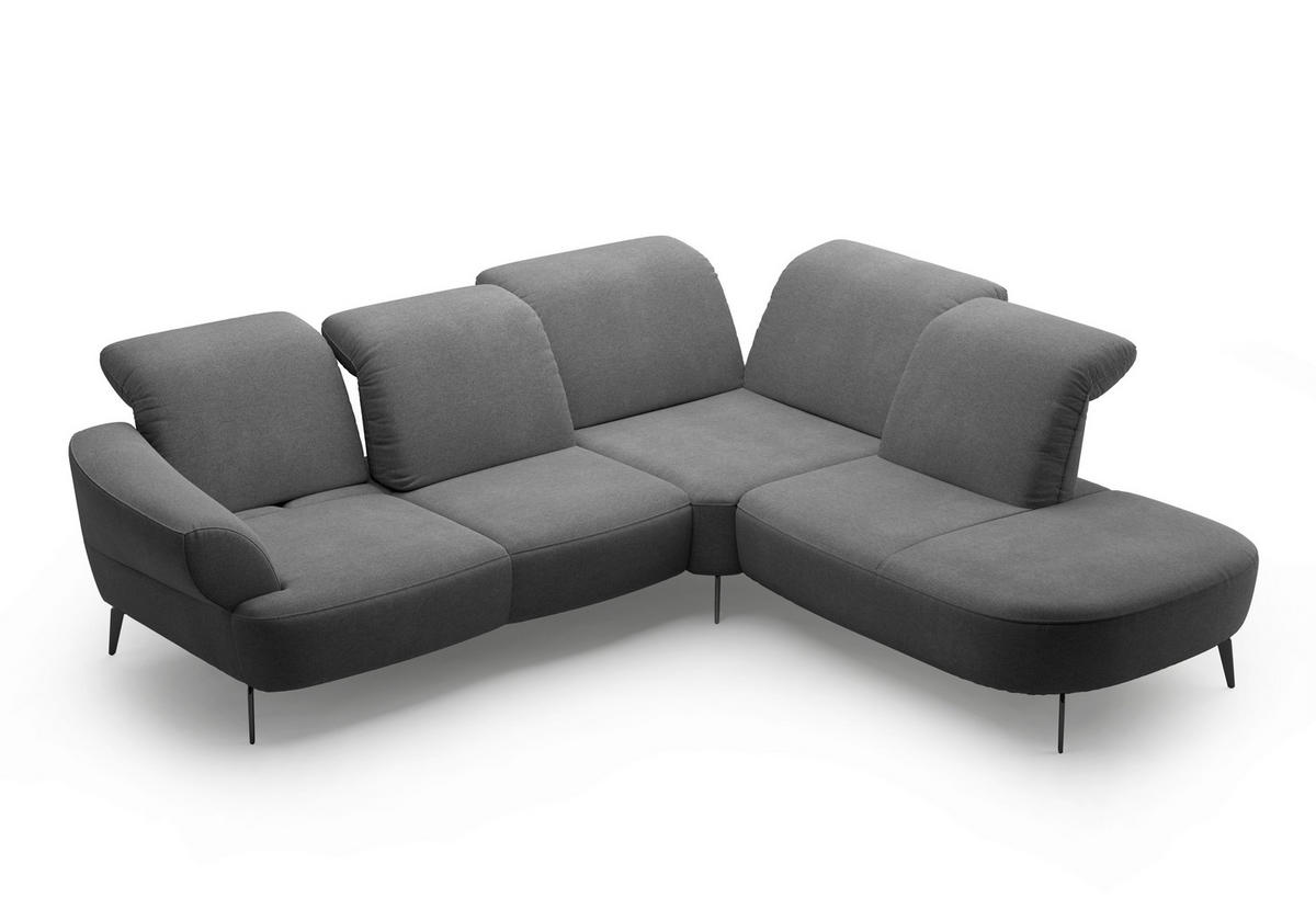 ECKSOFA in Mikrofaser Dunkelgrau  302/270 cm  - Dunkelgrau/Schwarz, MODERN, Textil/Metall (302/270cm) - Sit & More