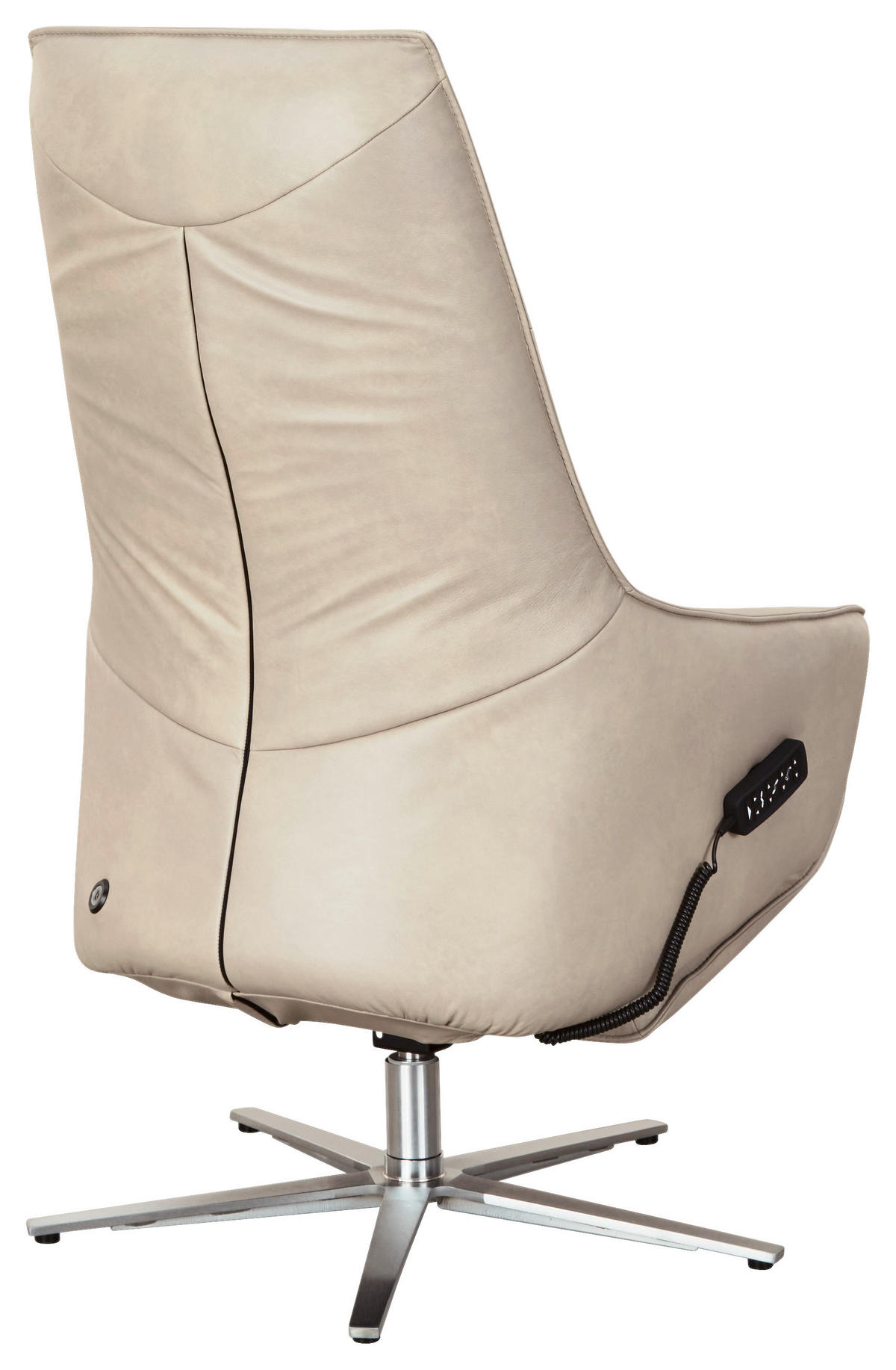 RELAXSESSEL Echtleder Relaxfunktion, Fußteilverstellung    - Edelstahlfarben/Creme, Design, Leder/Metall (70/120/88cm) - Himolla