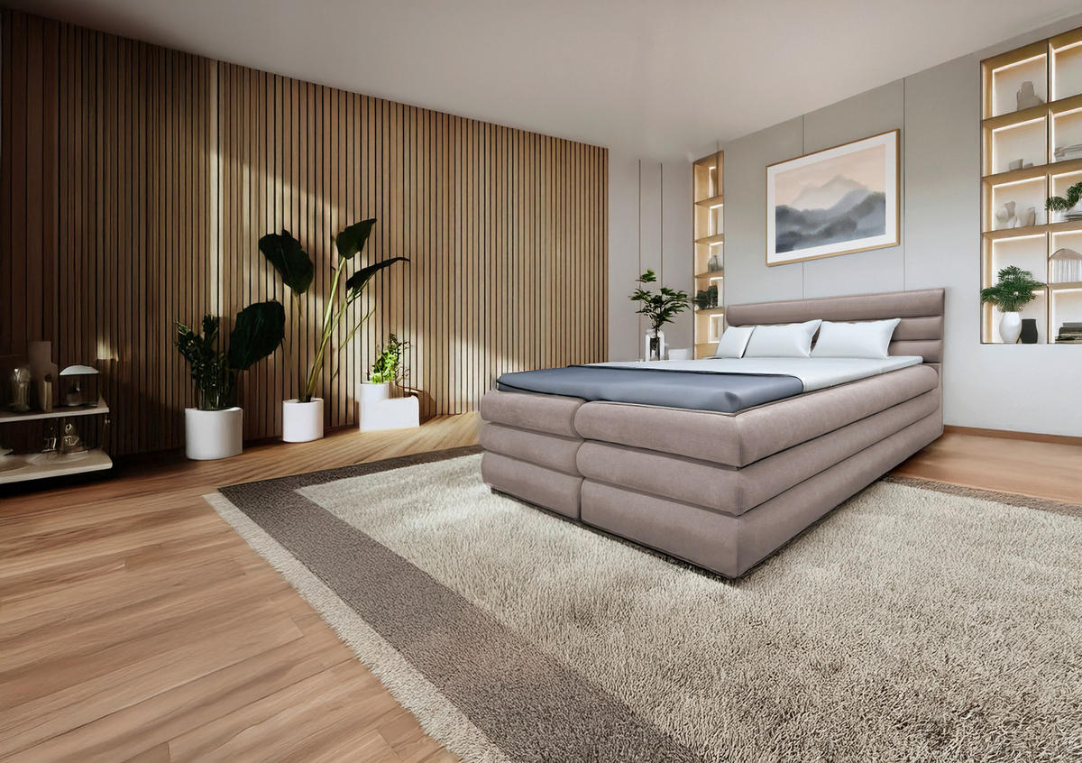 BOXBETT 140/200 cm  in Beige  - Beige, MODERN, Textil (140/200cm) - Livetastic