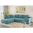 ECKSOFA Türkis Cord  inkl. Zierkissen, Rückenkissen, Rücken echt  - Türkis/Schwarz, KONVENTIONELL, Holz/Textil (202/298cm) - Carryhome