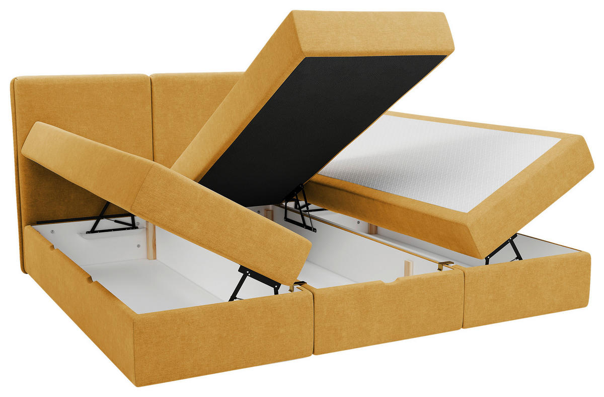 FAMILIENBETT - Currygelb/Schwarz, Modern, Holz/Holzwerkstoff (240/200cm) - MID.YOU