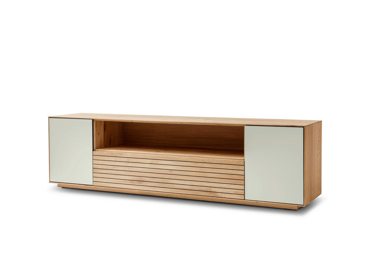 LOWBOARD  198/55/45 cm 1 Schublade(n) Beimöbel erhältlich, stehend  - Kaschmir/Eichefarben, KONVENTIONELL, Glas/Holz (198/55/45cm) - Linea Natura