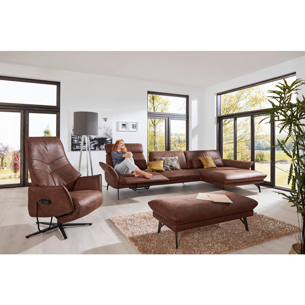 Thumbnail - Himolla Ecksofa, Dunkelbraun, Textil, Uni, Ottomane rechts, L-Form, 330x175 cm, Blauer Engel, Goldenes M, Emas, Typenaus...