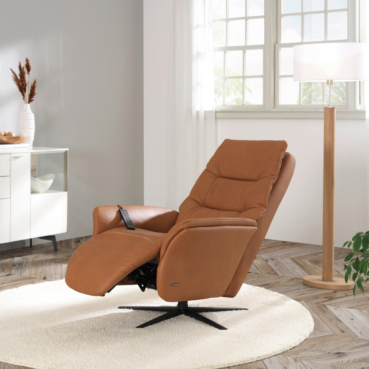 MASSAGESESSEL in Cognac  - Cognac/Anthrazit, KONVENTIONELL, Leder/Metall (74/114/97cm) - Himolla