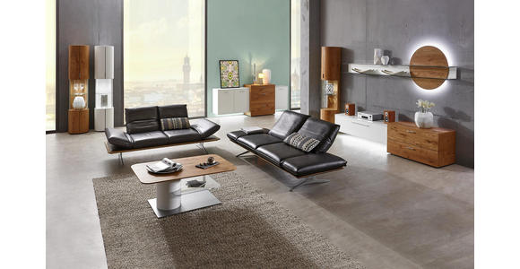 2,5-SITZER Echtleder Schwarz - Schwarz/Nickelfarben, Design, Leder (236/73-93/92-123cm) - Dieter Knoll