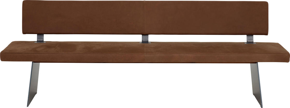 SITZBANK 240/85/56 cm  in Braun, Nussbaumfarben  - Nussbaumfarben/Schwarz, Natur, Leder/Holz (240/85/56cm) - Anrei