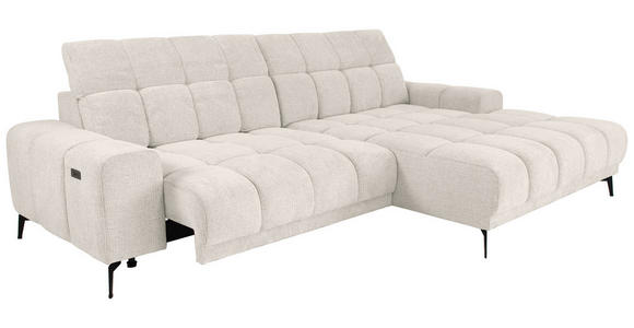 ECKSOFA inkl.Funktionen Perlmutt Chenille  - Perlmutt/Schwarz, MODERN, Textil/Metall (300/195cm) - Xora