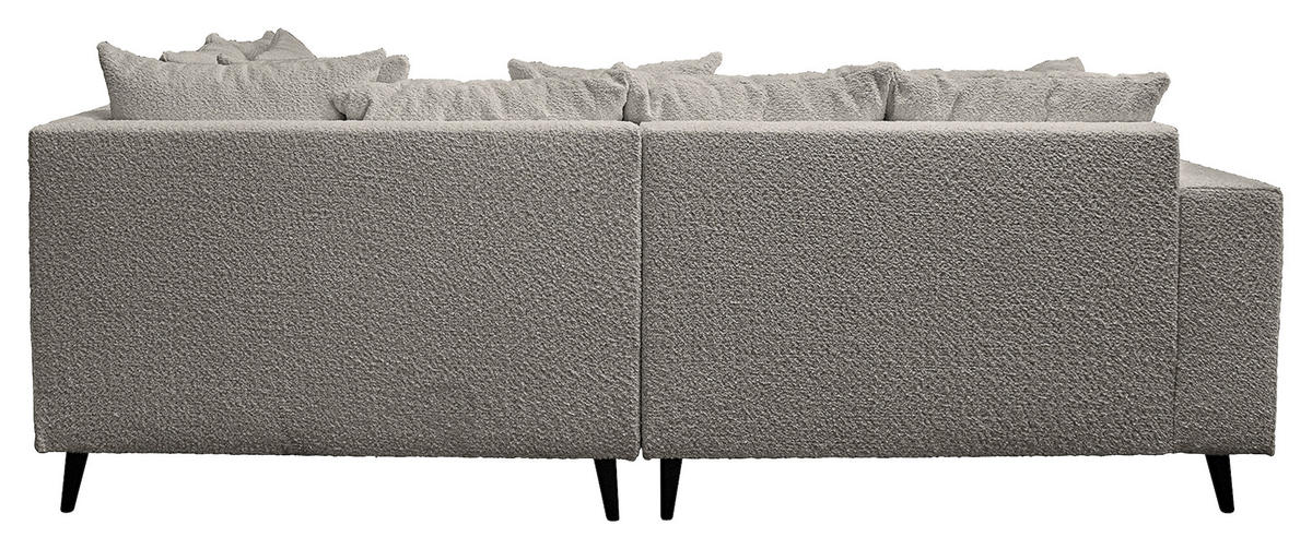 Ecksofa inkl. Hocker in Bouclé Dunkelgrau  - Dunkelgrau/Schwarz, Design, Holz/Textil (247/174cm) - MID.YOU