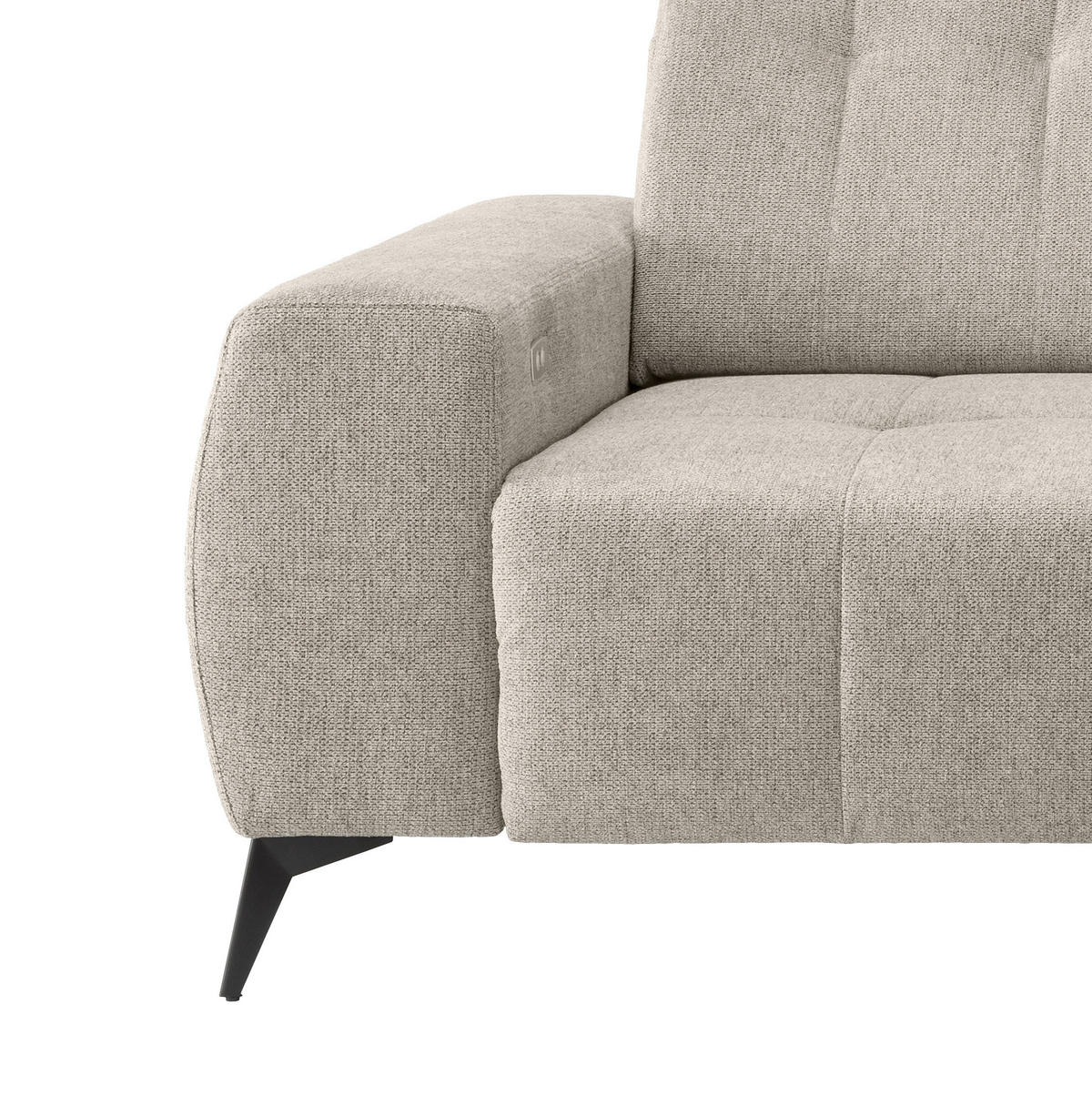 ECKSOFA in Chenille Beige  258/180 cm  - Beige/Schwarz, MODERN, Textil/Metall (258/180cm) - Livetastic