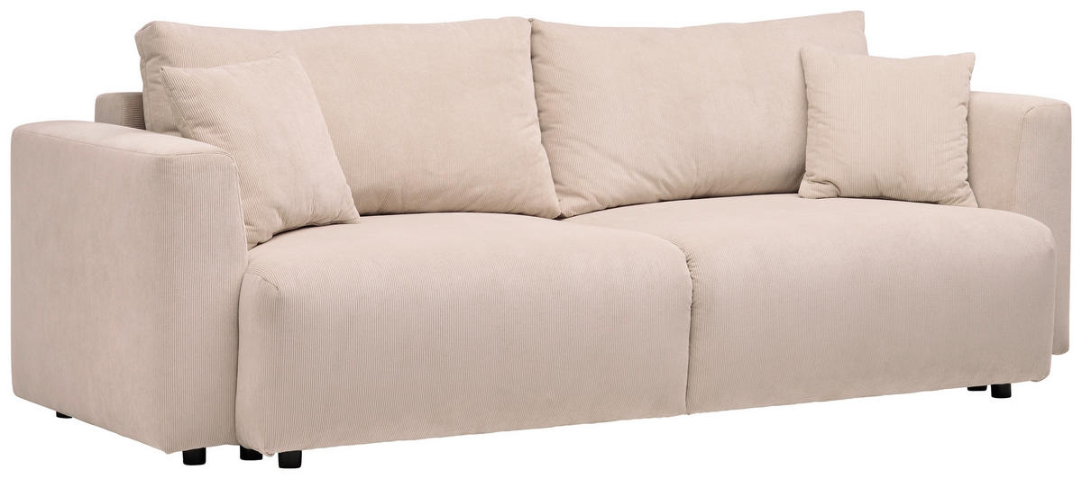SCHLAFSOFA in Cord Beige  - Beige/Schwarz, Design, Kunststoff/Textil (250/92/105cm) - Carryhome