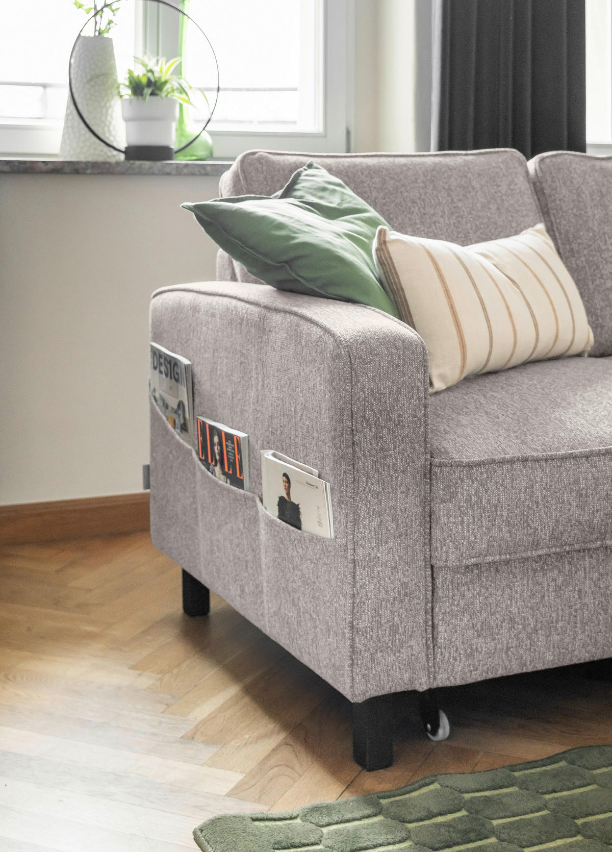 ECKSOFA in Struktur Grauweiss  - Schwarz/Grauweiss, Holz/Textil (228/148cm) - MID.YOU