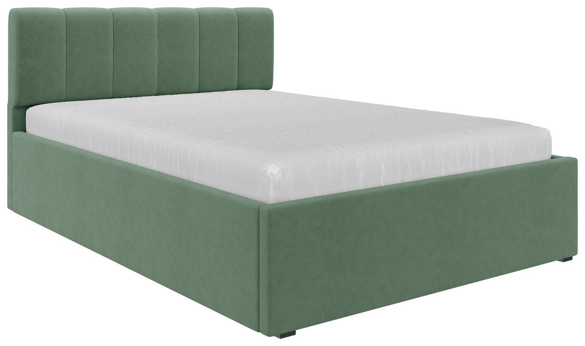 POLSTERBETT 140/200 cm  Salbeigrün  - Salbeigrün/Schwarz, Design, Holz/Kunststoff (140/200cm) - Stylife